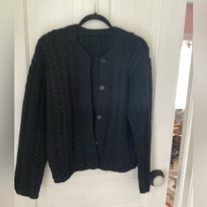Black Cable Knit Cardigan